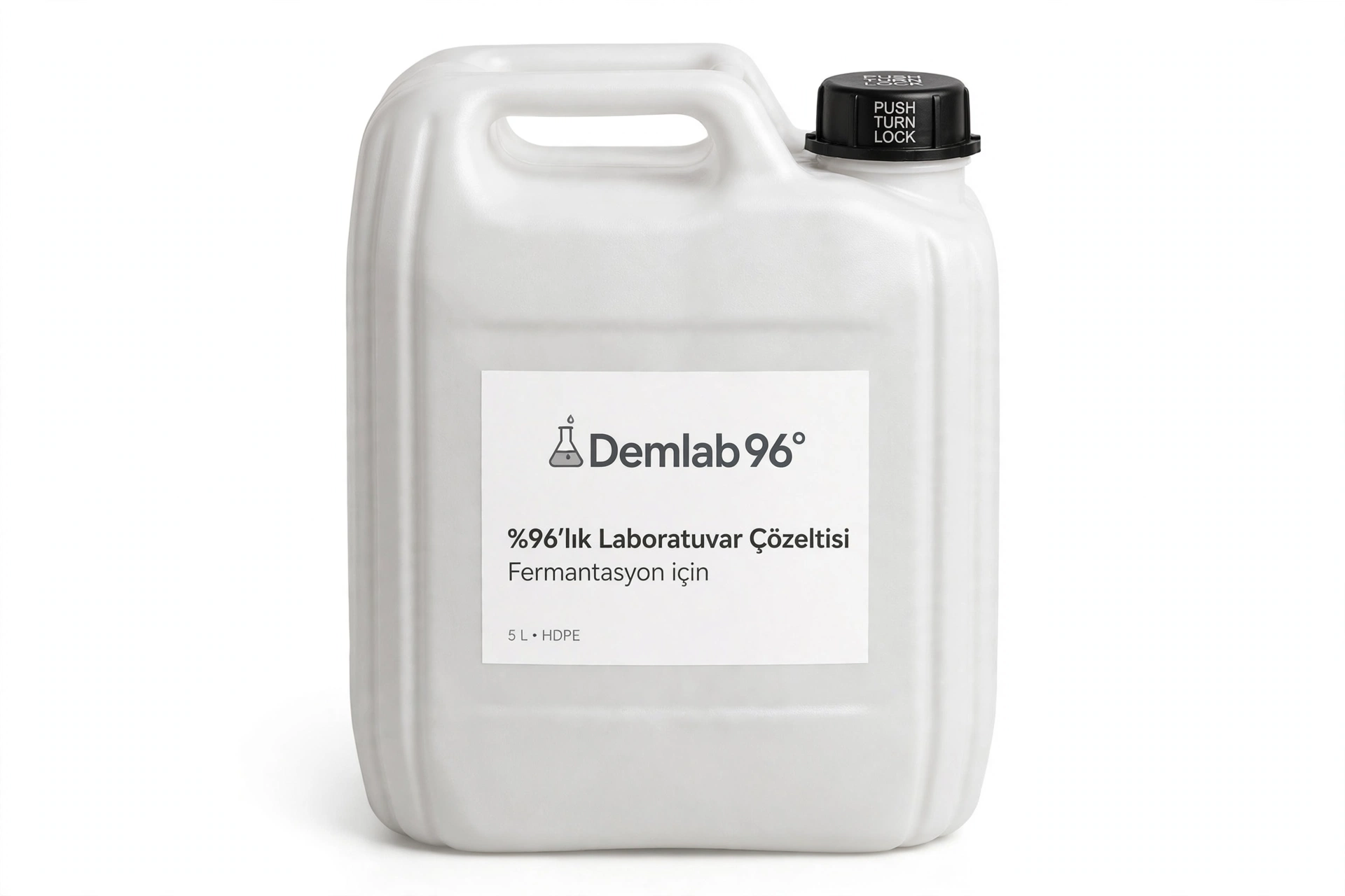 Demlab %96 laboratuvar çözeltisi için 5 litrelik mühürlü HDPE ambalaj